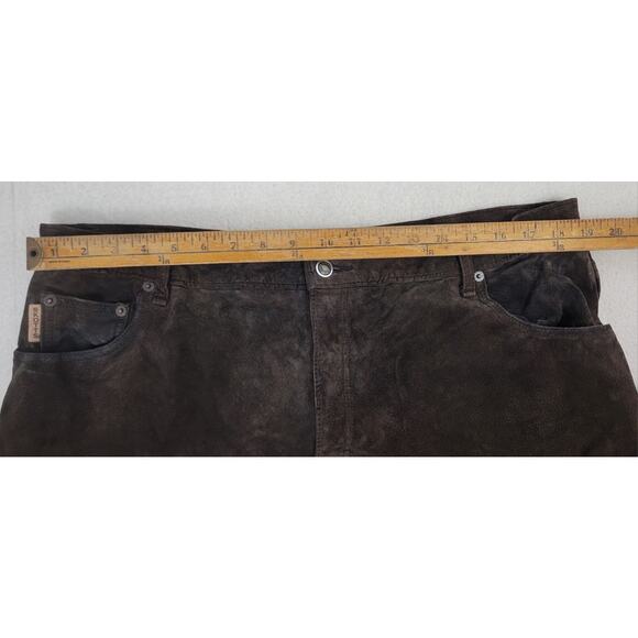 Vintage Skott's Suede Pants Brown Heavy Washable Leather Straight Men's Size 36 - Picture 13 of 15